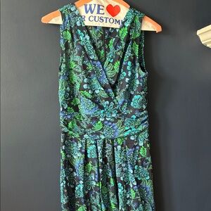Talbots Blue and Green Floral Midi Dress
